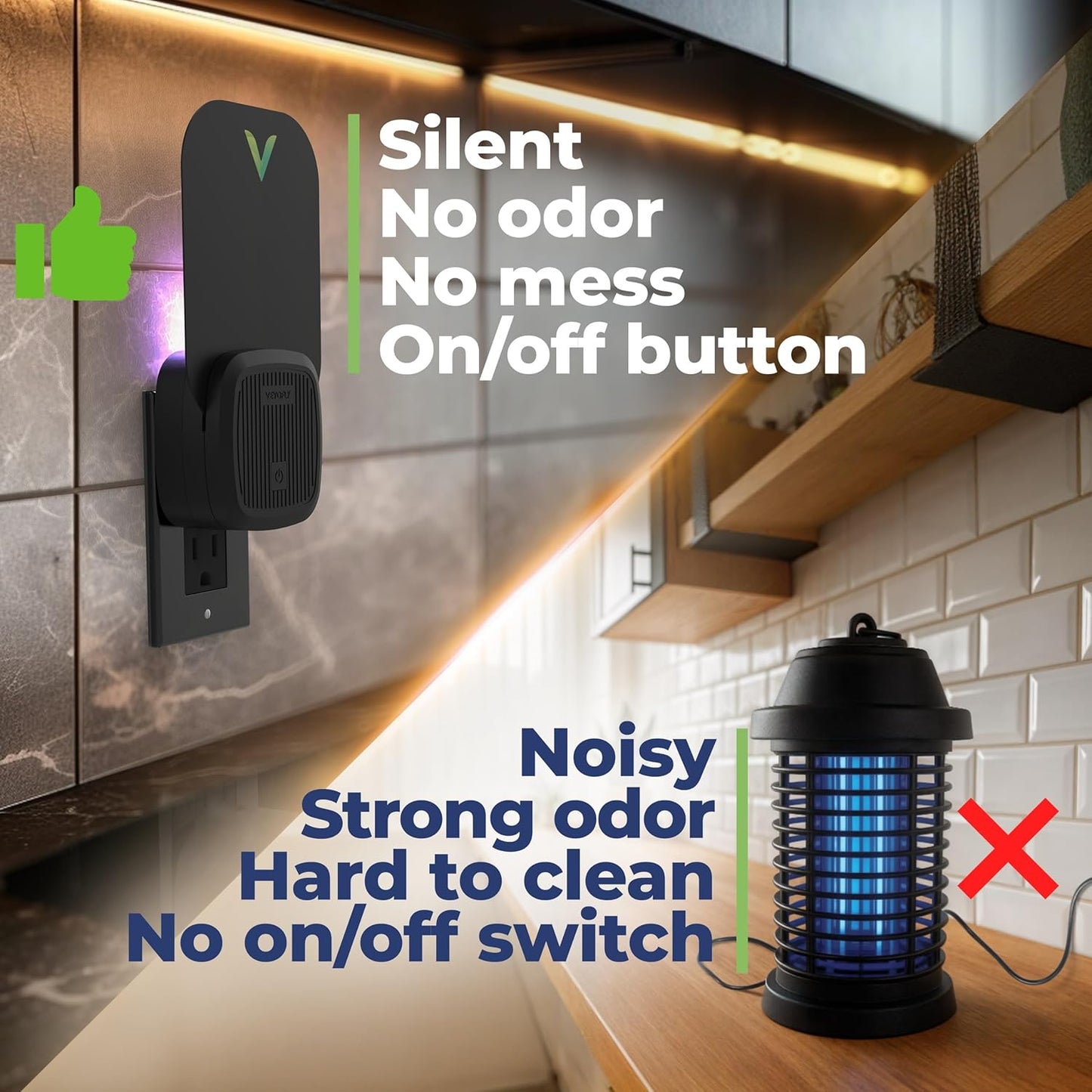 VEYOFLY Fly Trap Indoor, Fruit Fly Traps for Indoor, (1 Device + 3 Refills) Gnat Traps for House, Fly Catcher, Plug in Light Flying Insect Trap, Bug Light Killer, Fly Trap-VerdiqueGarden