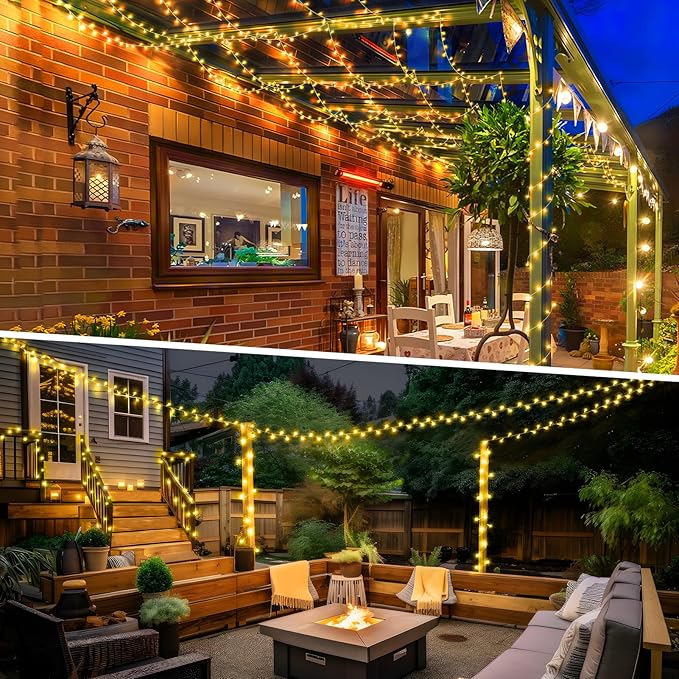 KNONEW 600ft 1500 LED Christmas String Lights Outdoor 8 Lighting Modes & Timer Dimmable Fairy Light Plug in Waterproof for Xmas Roof Yard Tree Wedding Party Holiday Decorations (Warm White)-VerdiqueGarden