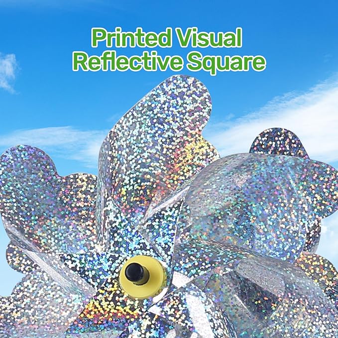 BATTIFE 6 Sets Pinwheels for Yard and Garden, Double Sides Reflective Bird Deterrent Pinwheel, Large Silver Outdoor Sparkly Wind Spinner, Pin Wheels for Lawn and Patio…-VerdiqueGarden