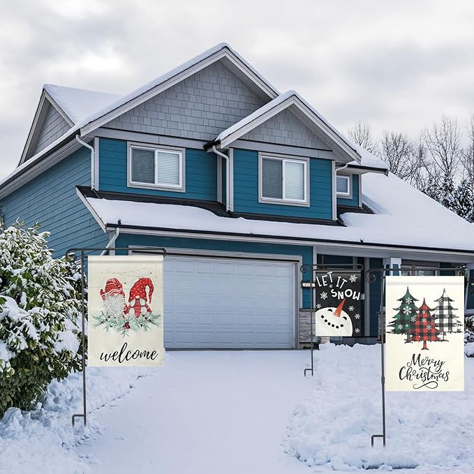 10 Pack Garden Flag Stand with Flag Stoppers and Clips, Black Powder Coated Weather Proof Garden Flag Pole Holder for Outdoor Garden Flag (Classic Style, 15.2 x 33.1 Inch)-VerdiqueGarden