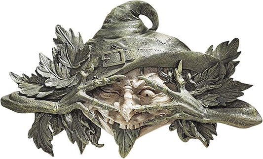 Design Toscano Poison Ivy Forest Witch Greenman Wall Hanging Sculpture, 15.5" Wx2 Dx9.5 H, two tone stone-VerdiqueGarden