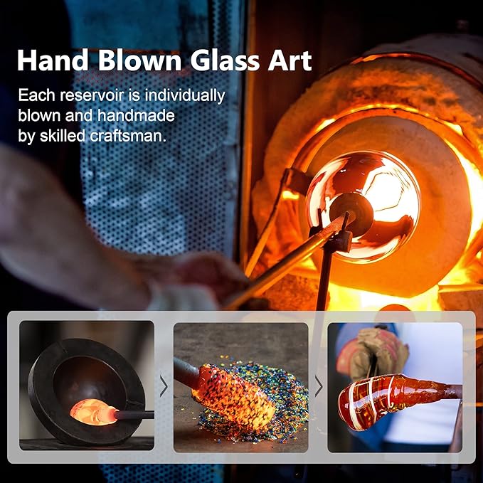 LUJII Ice Cream Shaped Spiral Hummingbird Feeder for Outdoors Hanging, Hand Blown Glass, 28 fl.oz, Leak Proof & Rustproof, Includes an Ant Moat with Hook, Unique & Stylish Glass Art & Decor (Purple)-VerdiqueGarden