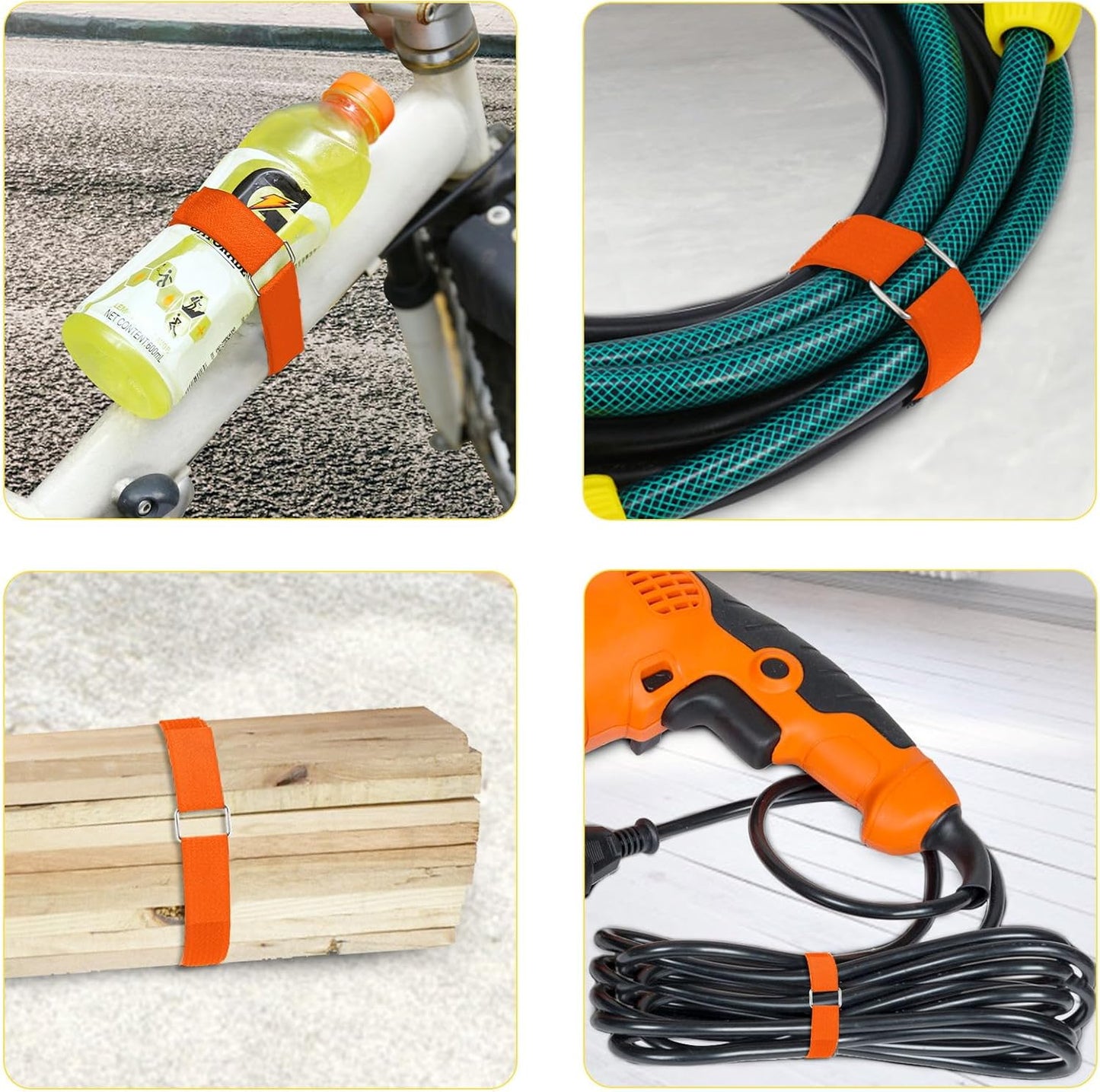 1"x16ft Hook and Loop Straps with 25 Metal Buckles, Adjustable Fastening Cable Straps, Cut-to-Length Cinch Strap, Reusable Nylon Securing Cord Ties for Organizer or Storage, 1 inch Wide,Orange-VerdiqueGarden