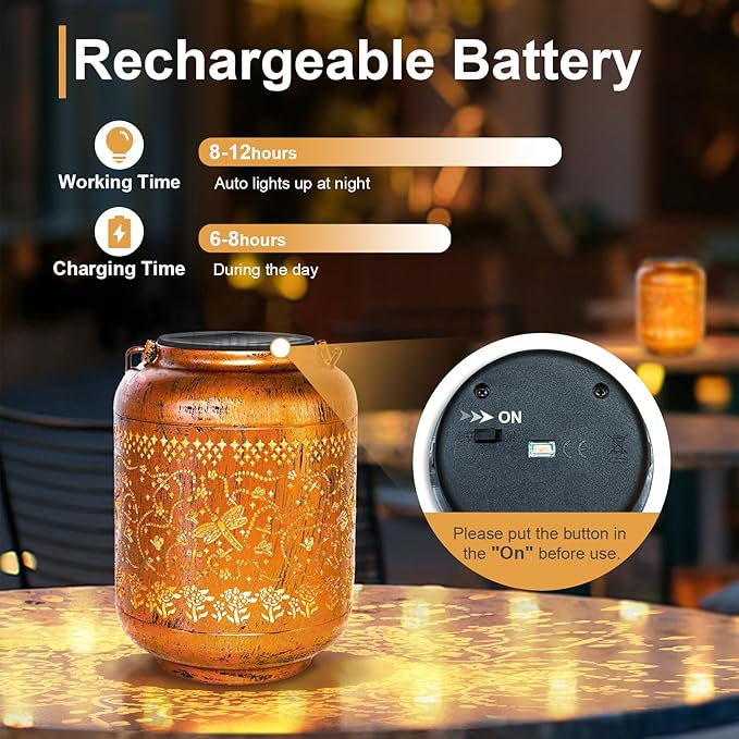 Dragonfly Solar Lanterns Outdoor Hanging Waterproof Dragonfly Garden Decor Christmas Gifts for Women Mom Grandma Metal Solar Lights Decoration Outside for Yard, Patio,Pathway Landscape-VerdiqueGarden
