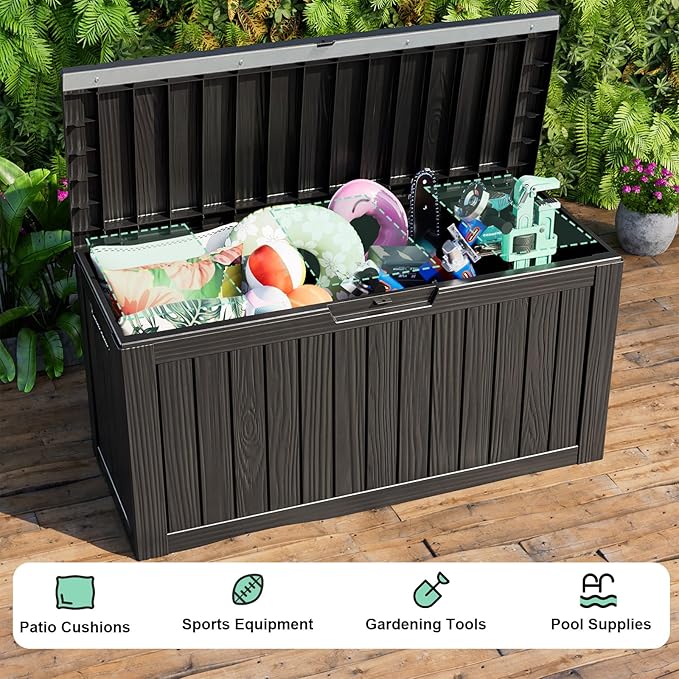 80 Gallon Outdoor Storage Box – Waterproof Deck Box for Garden & Patio,Black-VerdiqueGarden