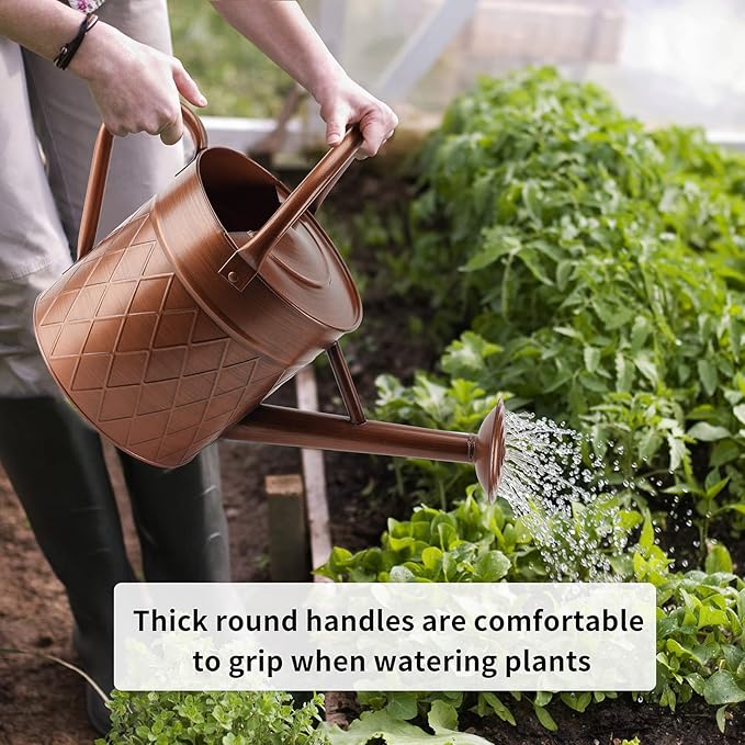 1.75 Gallon Outdoor Metal Watering Can for Garden Plants,Copper Color Watering Can with Removable Spray Spout, Ideal for Outdoor Use (Copper)-VerdiqueGarden