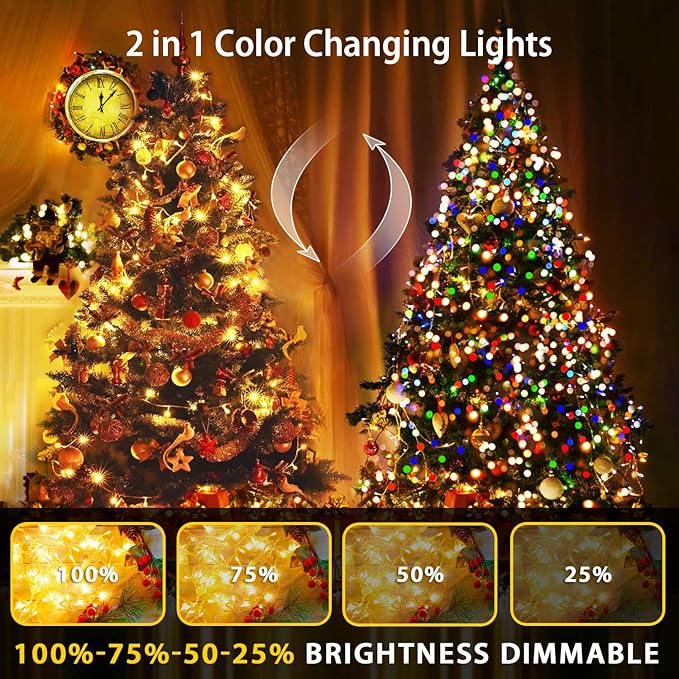 JMEXSUSS 200 LED Christmas String Lights Outdoor Waterproof, 66ft Color Changing String Lights Plug in, Warm White & Multicolor Christmas Lights for Trees Yard Wedding Xmas Party-VerdiqueGarden
