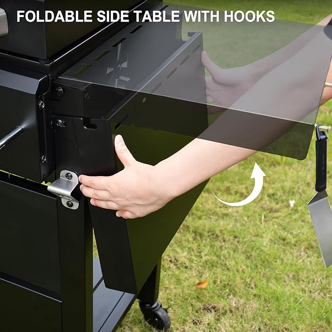 Brand-Man Propane Gas and Charcoal Grill Combo, Dual Fuel BBQ Combo Grill with Stainless Steel Dual Lids & 2 Side Shelves for Outdoor Kitchen & Backyard Barbecue Cooking-VerdiqueGarden