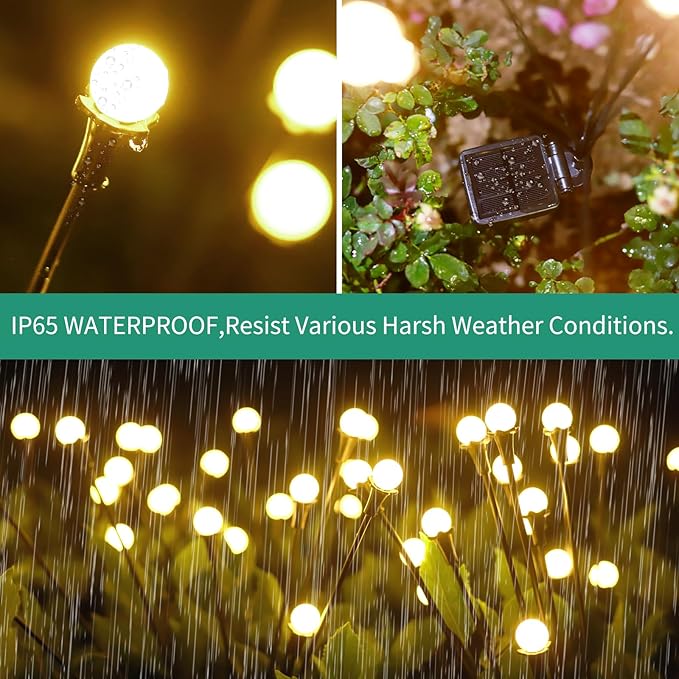 Solar Lights Outdoor Waterproof, 6 Packs 48LED, Solar Garden Lights, Patio Lights, Garden Decor, Patio Decor, Firefly Lights Solar Outdoor, Unique Gifts for Women, Gifts for Grandma-VerdiqueGarden