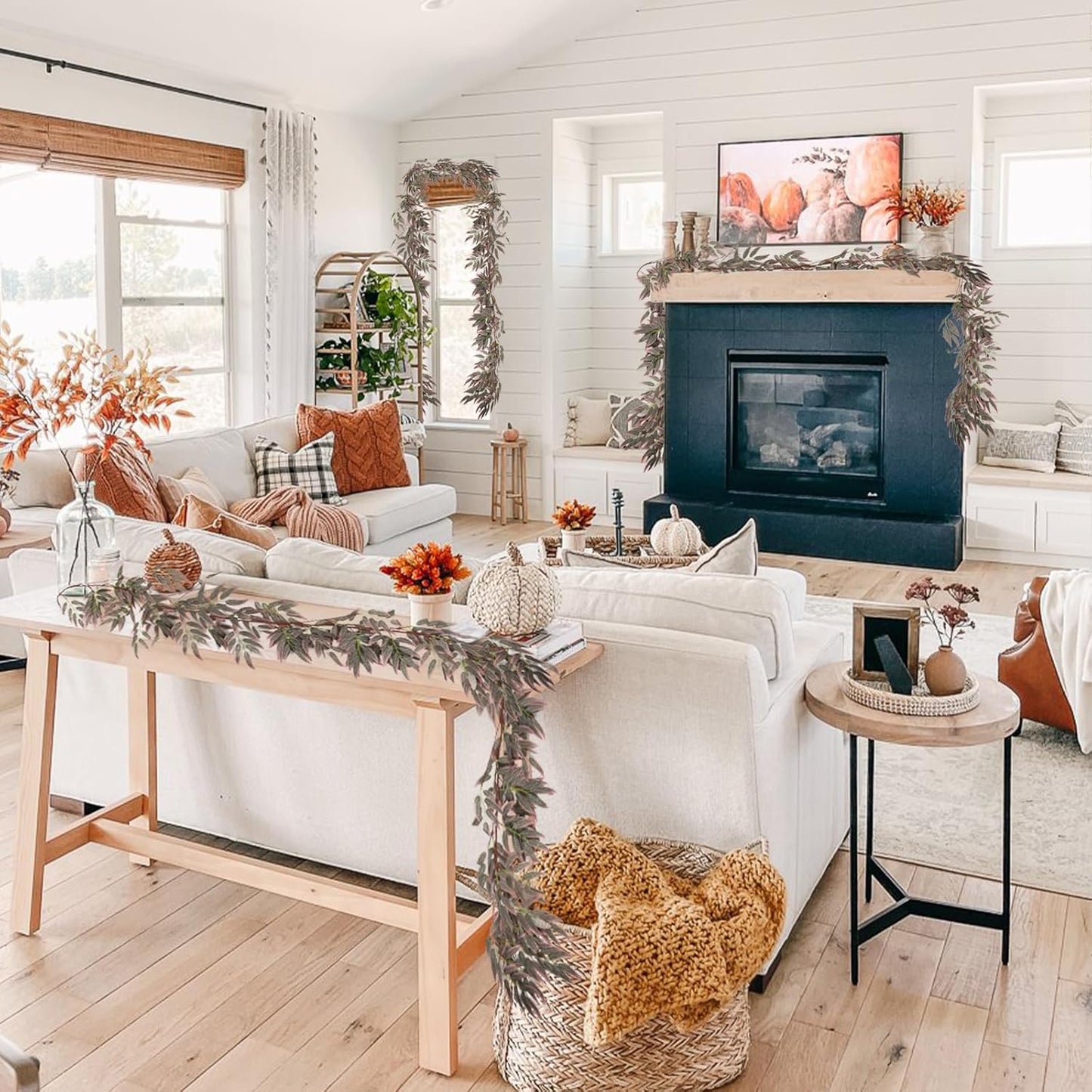 RECUTMS Artificial Hanging Willow Leaves Greenery 2Pcs 5.7Ft Fake Silk Leaves Ivy Garland Faux Vine Plants Decoration for Indoor Outdoor Home Garden Wedding Jungle Birthday Party Table Spring Decor-VerdiqueGarden