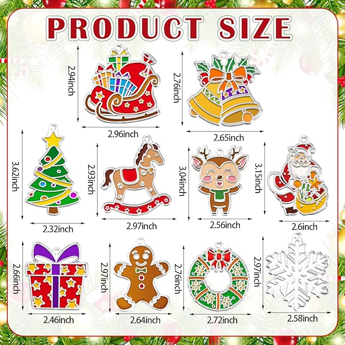 30 Sets Suncatchers Window Art Kits, DIY Sun Catchers Bulk Crafts Paint Your Own Window Ornaments for Boys Girls Classroom Home Party Birthday Activity Decor(Christmas Style)-VerdiqueGarden