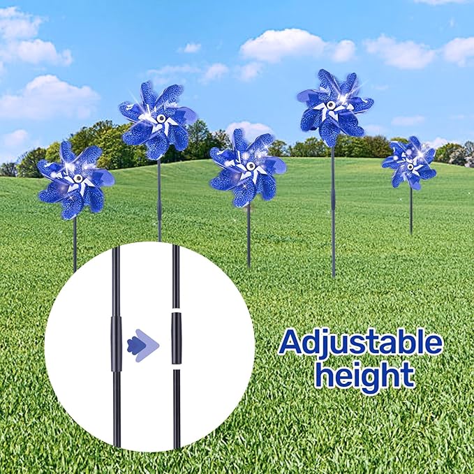 BATTIFE 10 Packs Blue Pinwheels for Yard and Garden, Sparkly Reflective Pinwheel for Scare Birds Away, Wind Spinner Deterrent Outdoor-VerdiqueGarden