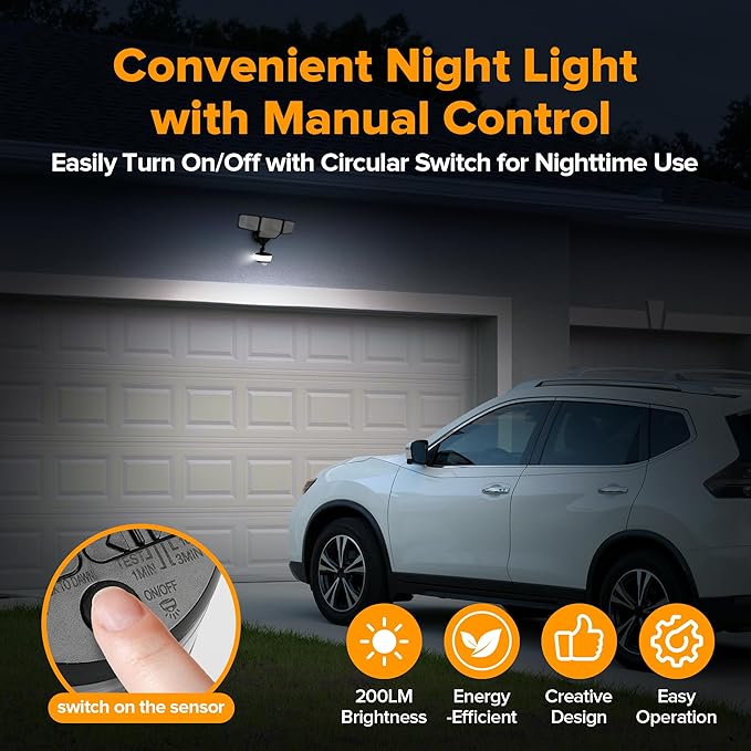 LUTEC 84W 9500LM LED Security Light Motion Sensor Outdoor Lights with Night Light, 4 Head LED Flood Lights Outdoor 5000K Daylight, IP65 Waterproof, Motion Detected Lights for Outside (Black)-VerdiqueGarden