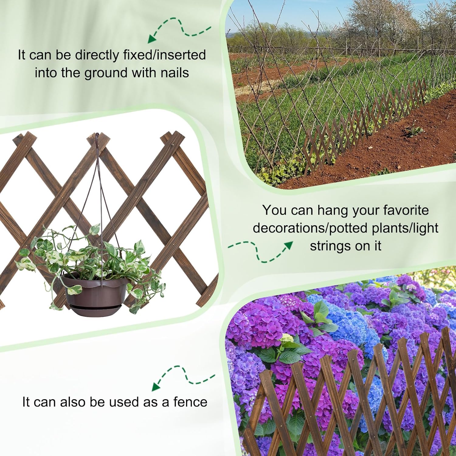 1-Pack Expandable Willow Trellis, 12" x 75" Wooden Lattice Panels Wall Fence for Outdoor Yard Climbing Plants Vine Balcony Patio Decor, Expandable Plant Support Trellis-VerdiqueGarden