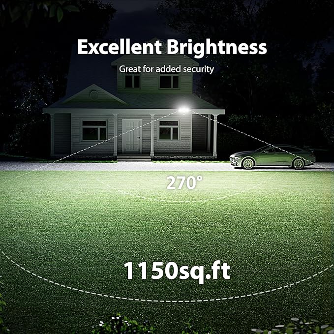 Onforu 65W LED Security Lights Motion Sensor Light Outdoor, 6500LM, 6500K, IP65 Waterproof, Flood Light Outdoor Motion Detector with Adjustable 3 Head, Hardwired Wall Light for Entryway, Yard, Garage-VerdiqueGarden