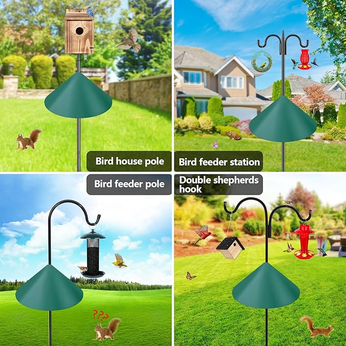 Gtongoko 19 Inch Squirrel Baffle for Bird Feeder Pole Squirrel Guards for Shepherds Hook Stopper for Bird Feeders Green 1 Pack-VerdiqueGarden