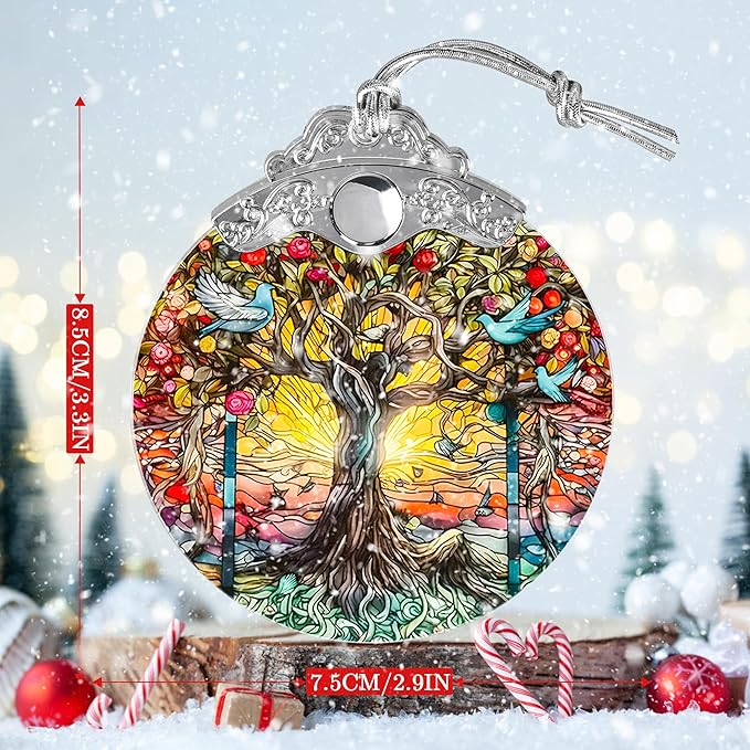 Tree of Life Suncatcher, Jocidea Stained Glass Hanging Decor, Tree of Life Christmas Ornament, Scene Decor, Room Decor, Home Decor, Holiday Party Decor, Christmas Decor-VerdiqueGarden