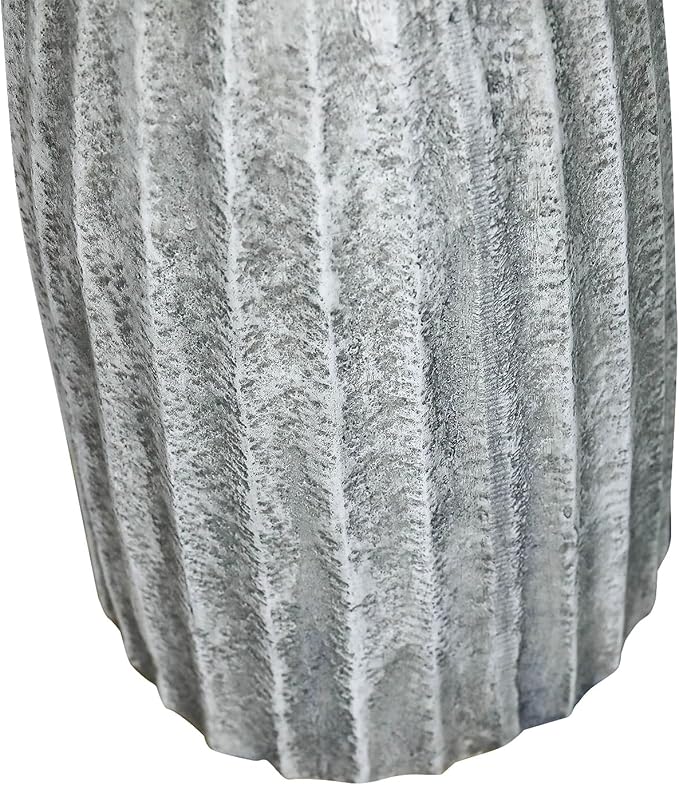 SunJet Modern Bird Bath, 24.4inches Height Fibre-Reinforced Concrete Birdbath with Textured Pedestal for Outdoor Garden, Yard, Lawn Decor-VerdiqueGarden