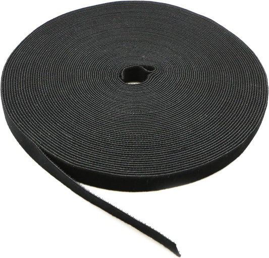 Reusable Fastening Tape Cable Ties 3/4 Inch Double Side Hook Roll (25 Yard, Black)-VerdiqueGarden