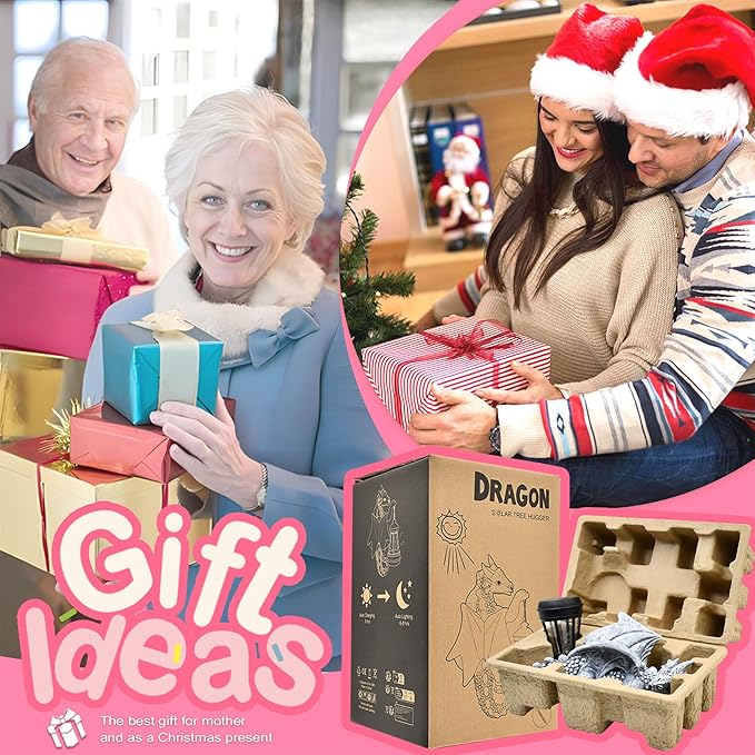 Goodeco Dragon Tree Hugger Solar Lantern Garden Statue - 9.3 Inch Resin Dragon Decor for Outdoor, Perfect Garden Gift & Yard Decor-VerdiqueGarden