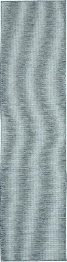 Nourison Positano Aqua 2' x 6' Area Rug Easy Clean, Non Shedding, Bed Room, Living Room, Dining Room, Kitchen (6' Runner)-VerdiqueGarden