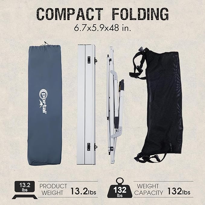 PORTAL Camping Table Portable Foldable with Adjustable Legs, Aluminum Folding Table Roll Up Table with Carrying Bag for Outdoor, Beach, Picnic, Backyards, BBQ and Party, Silver, Big-VerdiqueGarden