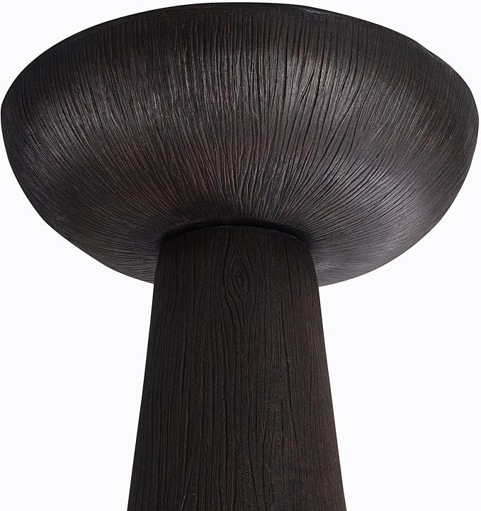 Bird Bath for Outdoor - 26'' Tall Resin Natural Wood Pattern Designt Birdbaths, Lightweight and Durable - Enhance Your Outside Garden with This Stunning Water Feature (Wood Grain)-VerdiqueGarden