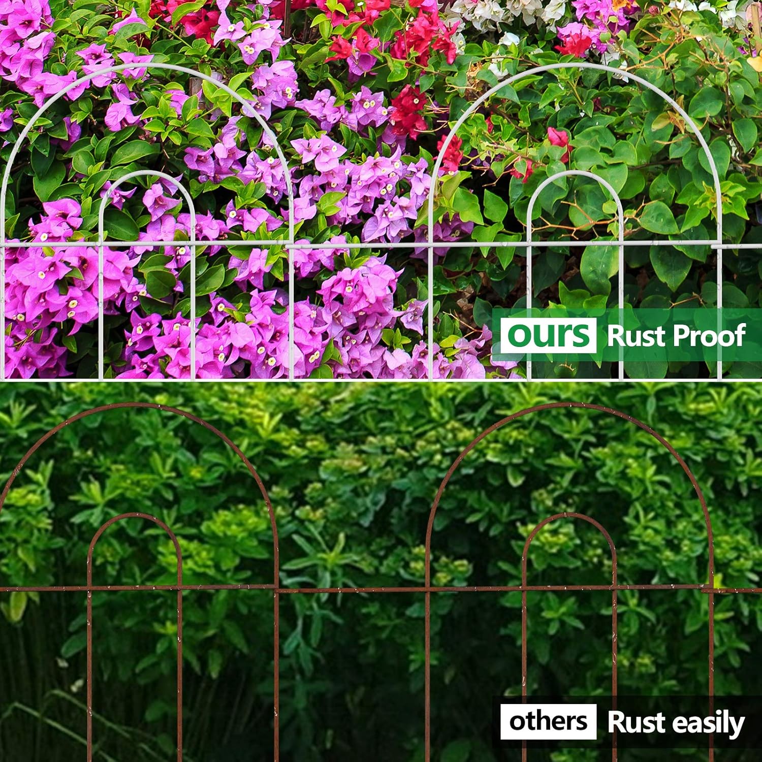 AMAGABELI GARDEN & HOME 35Panels 18in(H)×50ft(L) Decorative Garden Fences and Borders for Dogs Garden Fencing Animal Barrier No Dig Rustproof Metal Fence Panels for Flower Bed Fence White-VerdiqueGarden