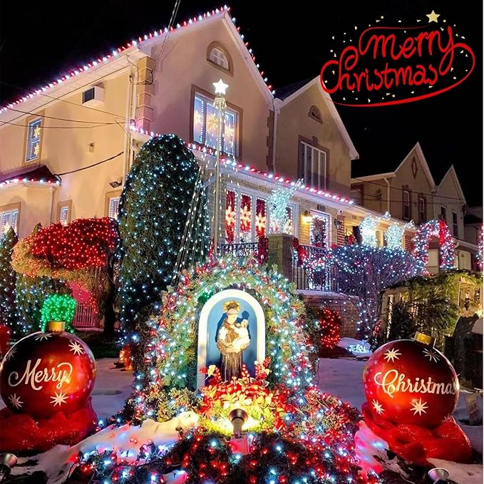 YEGUO Solar Fairy Lights Outdoor Waterproof, 4 Pack Each 33ft 100 LED String Lights, 8 Modes Silver Wire Solar Outdoor Lights (Red and White)-VerdiqueGarden