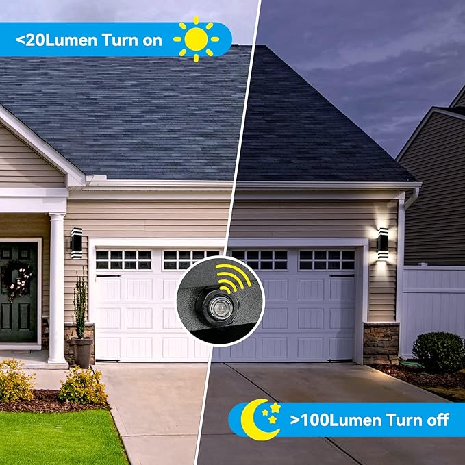 4 Pack LED Up Down Porch Wall Light, Modern Dusk to Dawn Outdoor Lighting, Aluminum IP65 Waterproof Exterior Light Fixture, Square Wall Light Sconce for Patio House-VerdiqueGarden