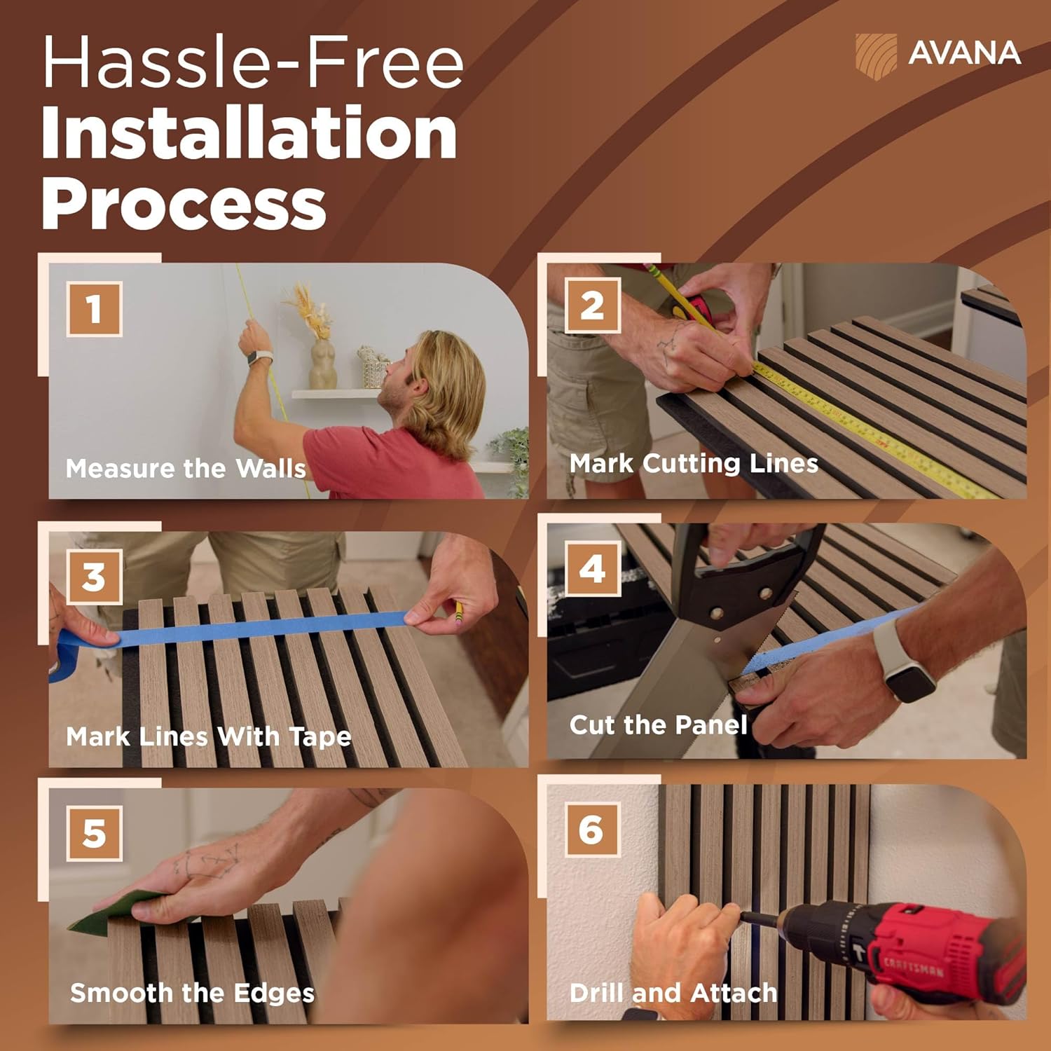 Avana Modern Acoustic Wood Wall Panels – 94.4 X 12.6 Inch Smoke Walnut Acoustic Panels 1 PC – Wall Panels For Interior Wall Decor For Homes, Offices, Studios – Sturdy And Durable Wood Panels For Wall-VerdiqueGarden