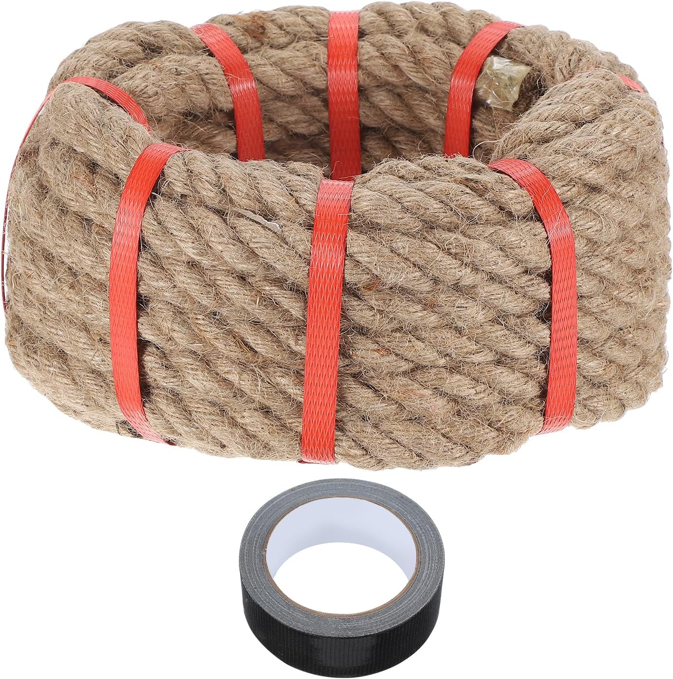 MECCANIXITY Jute Rope 0.7 Inch x 30ft, Thick Twine Rope Ropes Braided Jute Twine Natural Brown Burlap Cord String Heavy Twisted with Tape for Decorative Crafts Railing Swing Tug of War-VerdiqueGarden