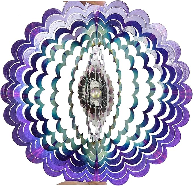 VP Home Floral Burst Mandala Kinetic Wind Spinner for Yard and Garden Wind Spinner Outdoor Metal Large Hanging Mandala Decor 3D Garden Art Wind Sculpture Spinners-VerdiqueGarden