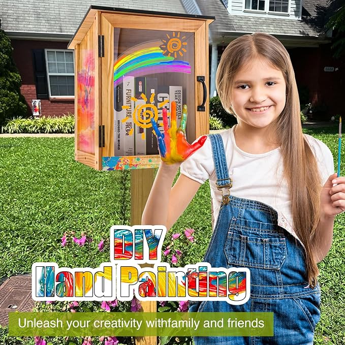 Little Library Box Outdoor Kit - A Wooden Library Box and A Library Garden Flag for Sharing Books, Communication and Learning Between Neighbouring Communities-VerdiqueGarden