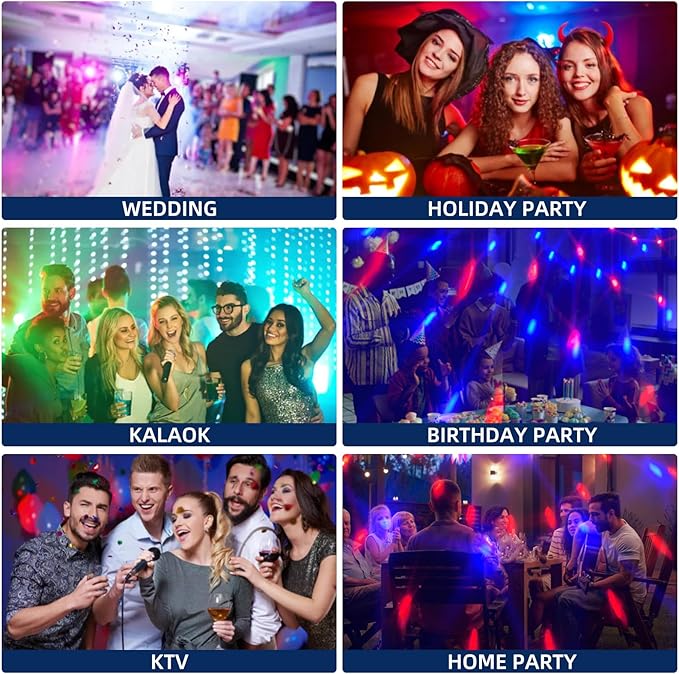 2-Pack DJ Disco Ball, Party Lights Sound Activated with Remote, Strobe Light for Home Room Dance Birthday Party Supplies, Stage Lamp for New Years Birthday Halloween Christmas Decorations-VerdiqueGarden