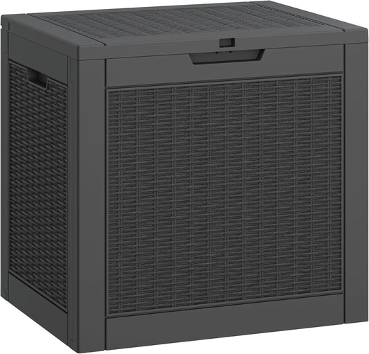 31 Gallon Deck Box, Resin Outdoor Storage Box, Waterproof and UV Resistant Deck Box, Lightweight Storage Box for Garden Tools, Pool Supplies-VerdiqueGarden