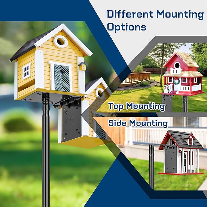 Ottsuls 2 Pack 109 Inch Heavy Duty Bird Feeder Pole Kit for Wild Birds, with 5-Prong Base Feeding Station, Adjustable Birdhouse Stand-VerdiqueGarden