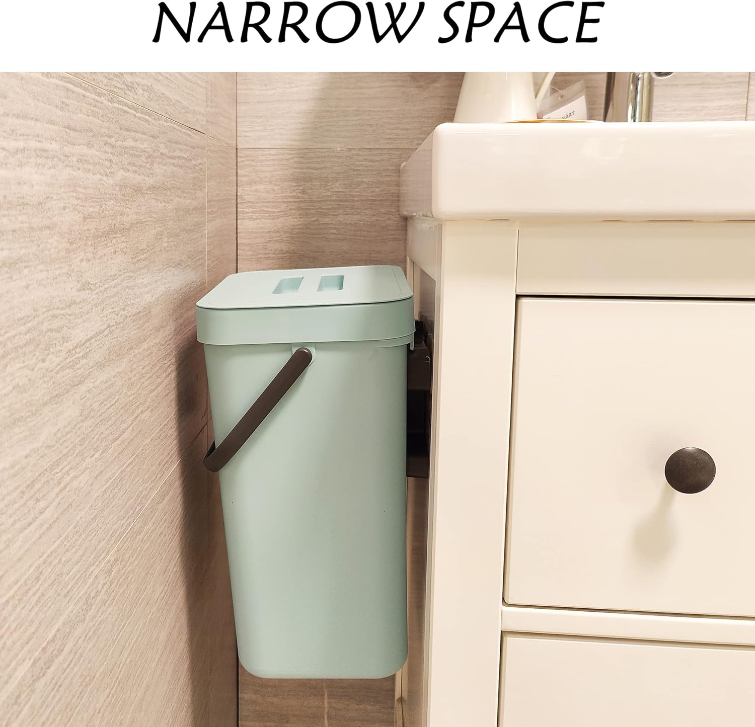 stonespace Compost Bin Kitchen, Under Sink Compost Bin Indoor Sealed, 3.2 Gallon/12L Compost Bucket for Kitchen, Wall Mounted Trash Can，Small Trash Can with Lid，1 Pack Blue-VerdiqueGarden