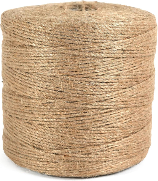 ARISKEY Natural Jute Twine 3mm,1313 Feet Garden String Long Cord Suitable for Crafting and Weaving Projects,Gardening Purposes and Outdoor Heavy-Duty Use-VerdiqueGarden