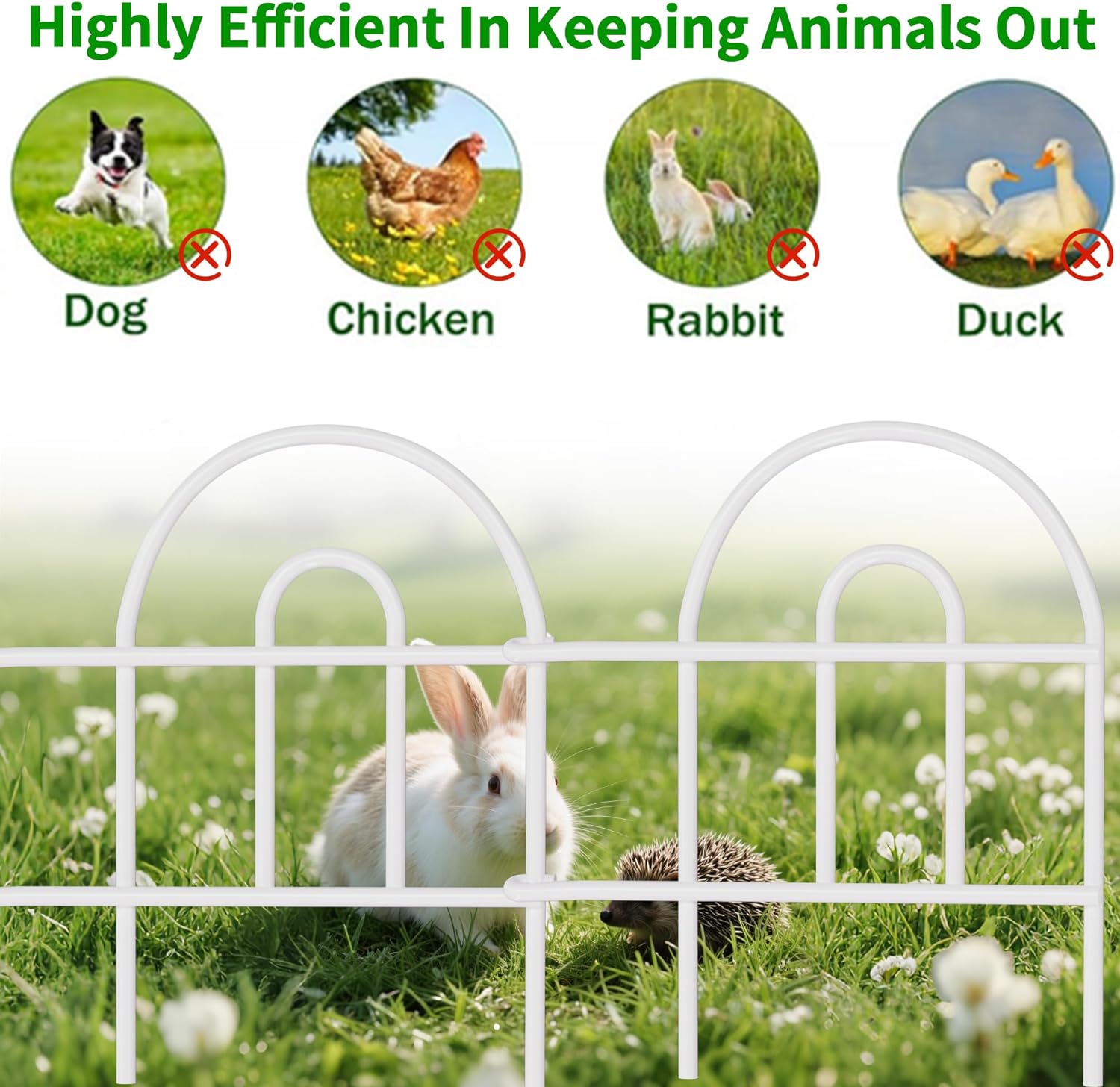 AMAGABELI GARDEN & HOME 25 Panels 24in(H)×35ft(L) Decorative Garden Fences and Borders for Dogs No Dig Rustproof Metal Fence Panel Garden Edging Border Animal Barrier Fencing for Flower Bed Yard White-VerdiqueGarden