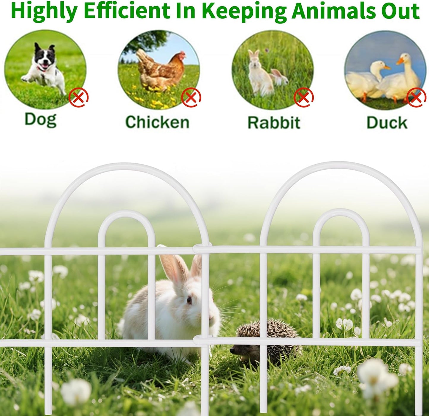 AMAGABELI GARDEN & HOME 35Panels 18in(H)×50ft(L) Decorative Garden Fences and Borders for Dogs Garden Fencing Animal Barrier No Dig Rustproof Metal Fence Panels for Flower Bed Fence White-VerdiqueGarden