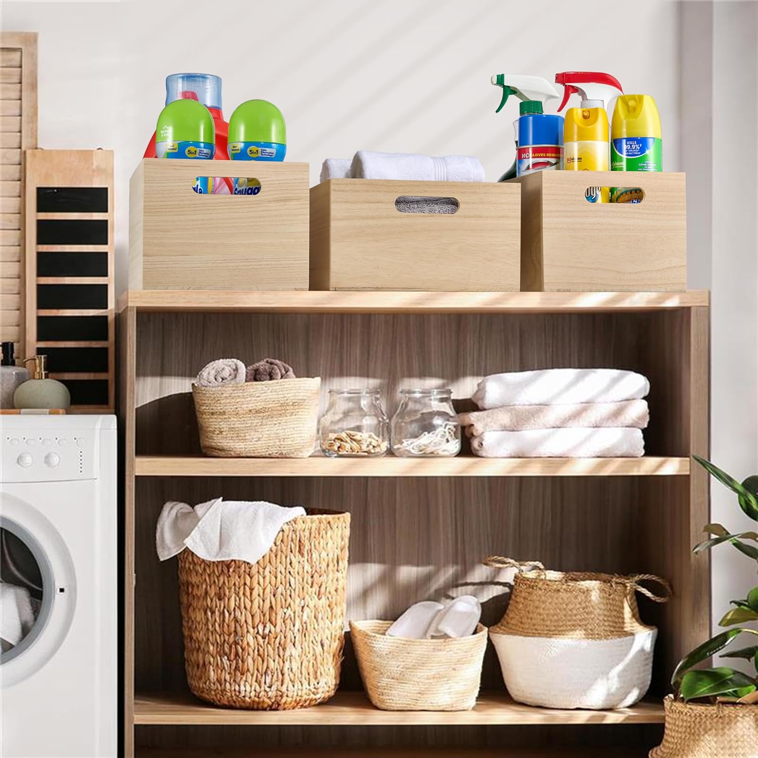 Sorbus Unfinished Wood Crates - Organizer Bins, Wooden Box for Pantry Organizer Storage, Closet, Arts & Crafts, Cabinet Organizers, Containers for Organizing (3 Pack)-VerdiqueGarden