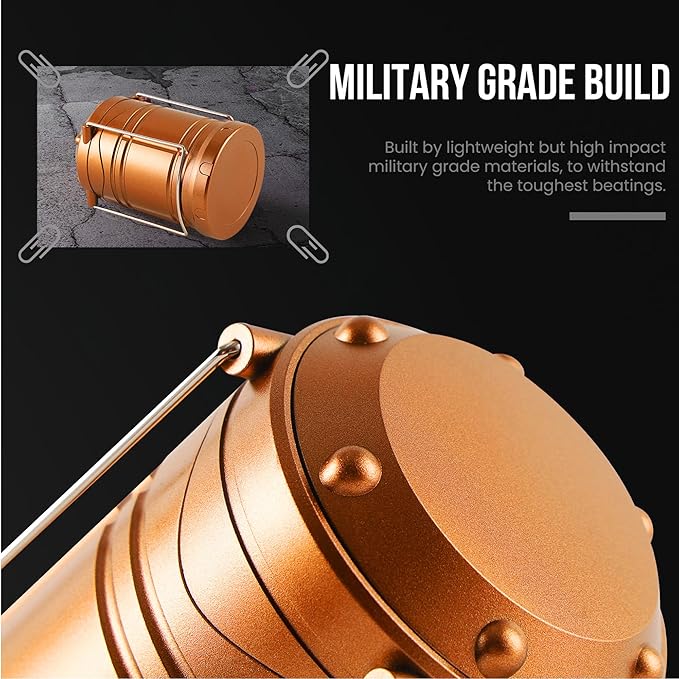 Lichamp LED Camping Lantern, 4 Pack Battery Powered Flashlight for Power Outages, Portable Collapsible Hanging Light Essential for Home, Outdoor, Emergency Lamp Survival Kit Gear for Hurricane, Gold-VerdiqueGarden