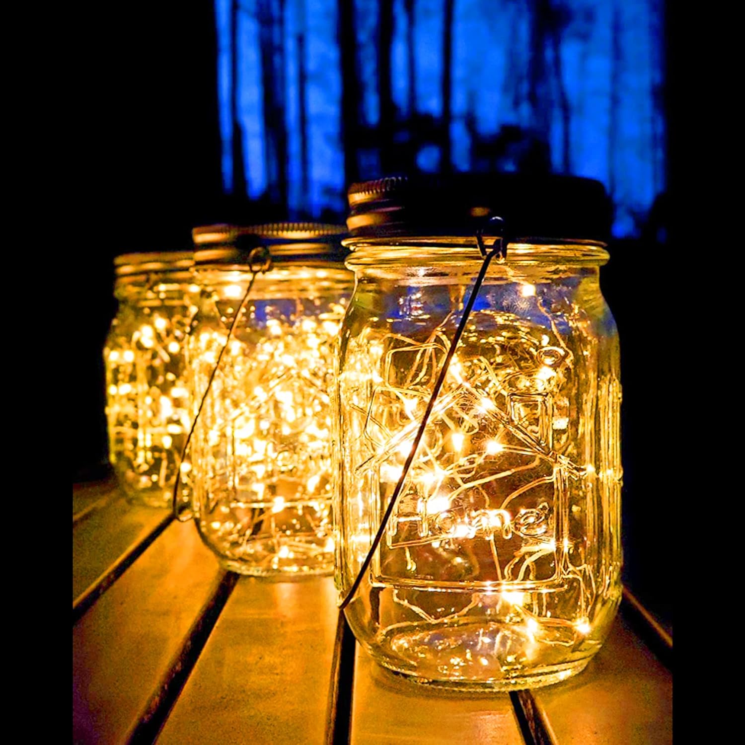 Solar Mason Jar Lights,4 Pack 30 Led Starry Fairy String Hanging Jar Lights,Solar Lanterns for Outdoor Patio Party Garden Wedding Christmas Decorations Lights(Mason Jars/Handles Included)-VerdiqueGarden