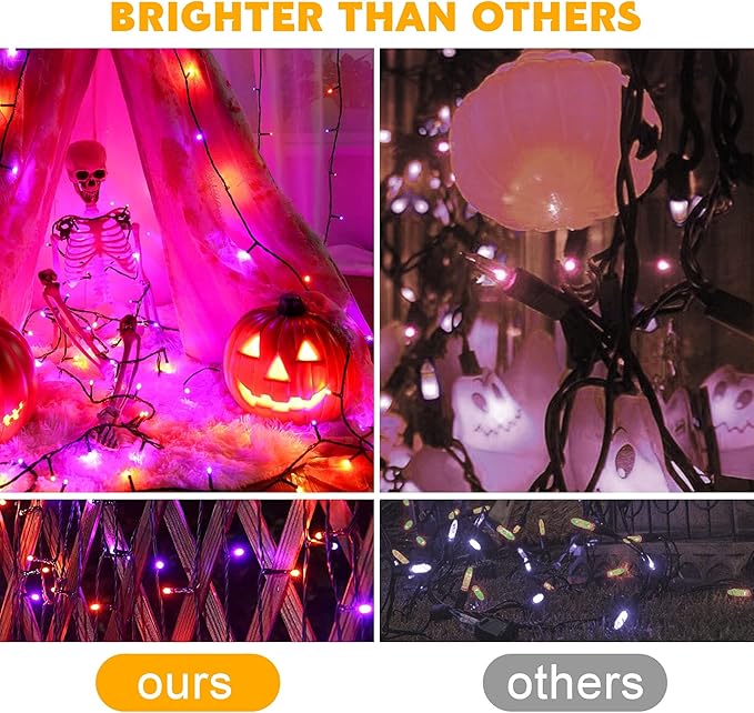 weillsnow 164FT 500 LED Halloween Lights, 8 Modes Waterproof Plug in String Lights for Halloween Indoor Outdoor Yard Party Wedding Garden Home Decorations (Purple & Orange)-VerdiqueGarden
