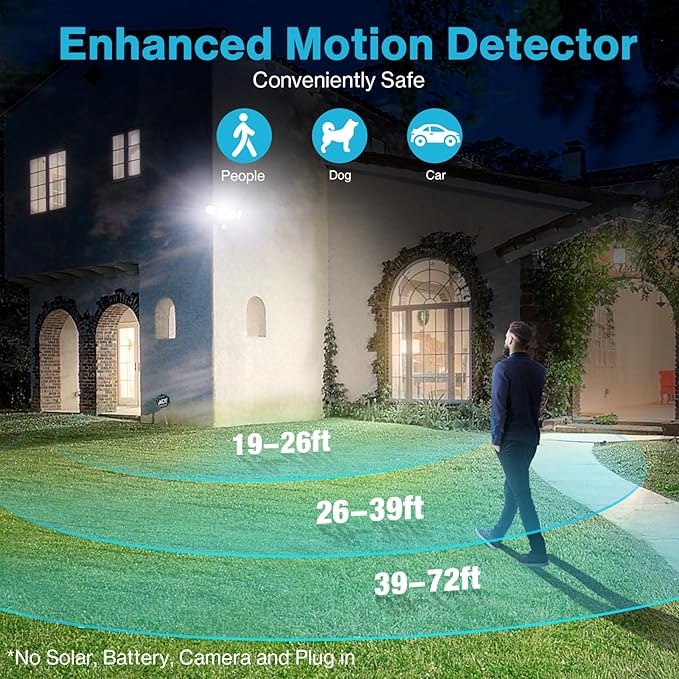 Olafus 100W LED Security Light Motion Sensor Outdoor Light, Motion Flood Light Dusk to Dawn, 9000LM Super Bright 6500K Exterior Motion Detector Floodlight for Garage Yard Porch Eave IP65, Black-VerdiqueGarden