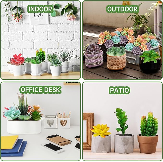 Tigeen 80 Pcs Artificial Plastic Succulents Realistic Textured Assorted Decorative Fake Faux Succulents Unpotted for Lotus Landscape Garden Arrangement-VerdiqueGarden