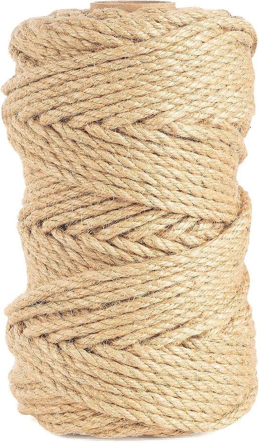 5mm Jute Twine,197 Feet/60M Twisted Jute Rope, Garden Twine, Heavy Duty and Thick Twine Rope, Garden, Arts & Crafts, Home Decor, Packaging Braided-VerdiqueGarden