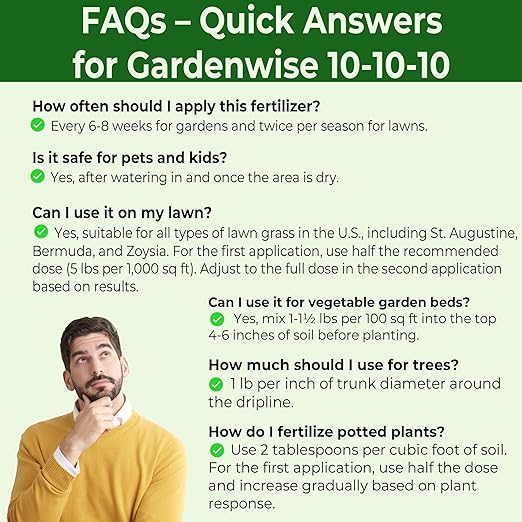 10-10-10 Plant Fertilizer Slow Release - 10 10 10 All Purpose Granular Garden Fertilizer for Vegetables, Tomato, Arborvitae, Shrubs, Rose, Flowers, Fruit, Fig Trees (2 QUARTS)-VerdiqueGarden