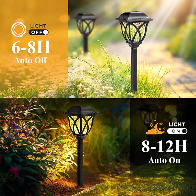 GIGALUMI Solar Lights Outdoor Waterproof, 6 Pack LED Solar Garden Lights, Solar Lights for Outside, Garden Decor for Yard, Patio, Landscape, Planter, Walkway (Warm White)-VerdiqueGarden